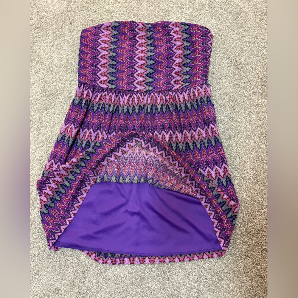 Ruby Rox Multicolor Zigzag Strapless Mini Dress - Picture 3 of 7